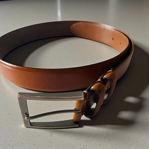 Joseph Abboud Brown Leather Belt Size 30 Italian Leather 1 1/4” Wide